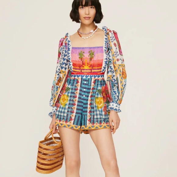 FARM RIO Summer Vibes Stitches Romper (NWT) - Picture 5 of 16